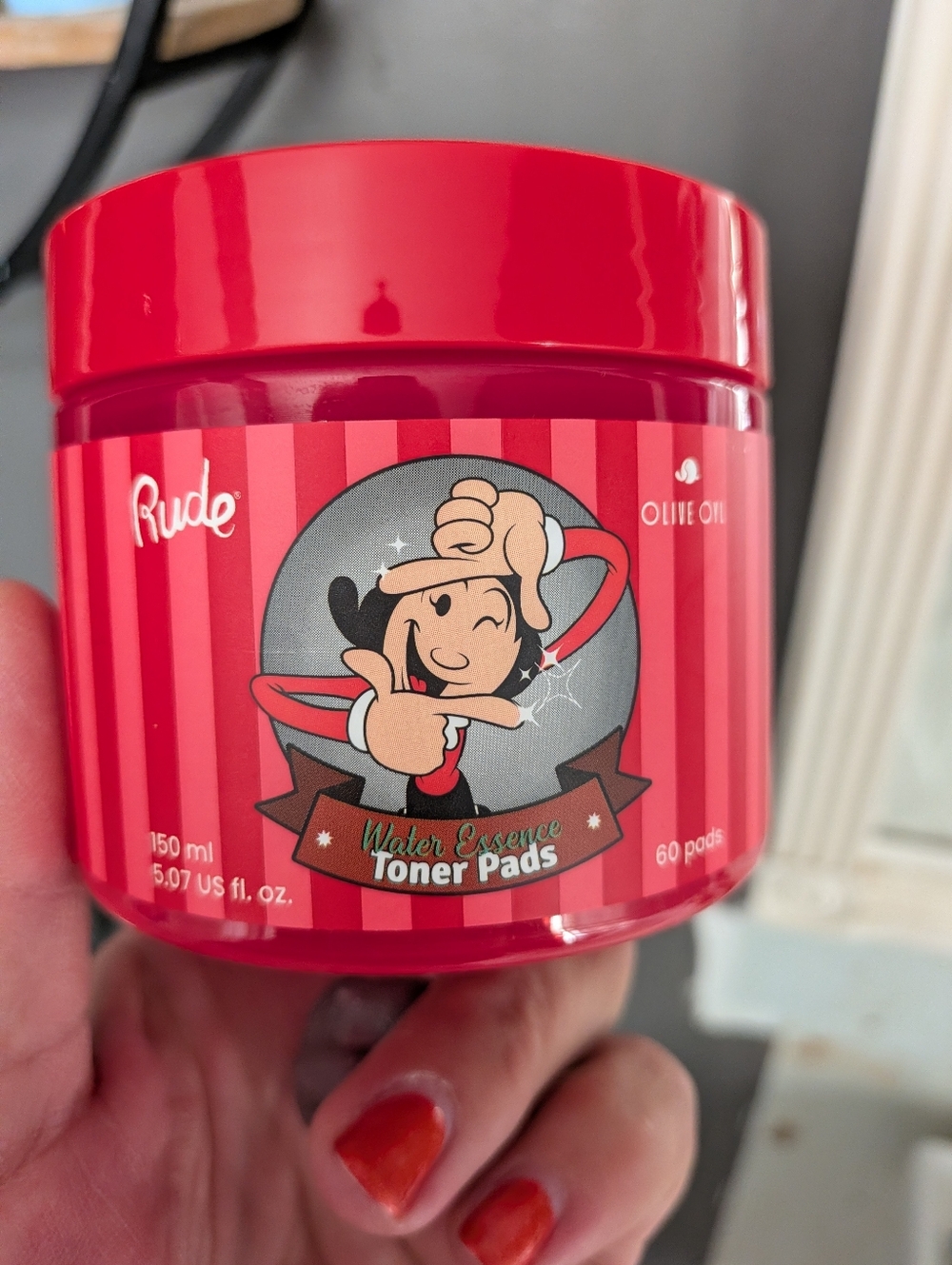 RUDE Water Essence Toner Pads - Red Jar with Playful Graphic